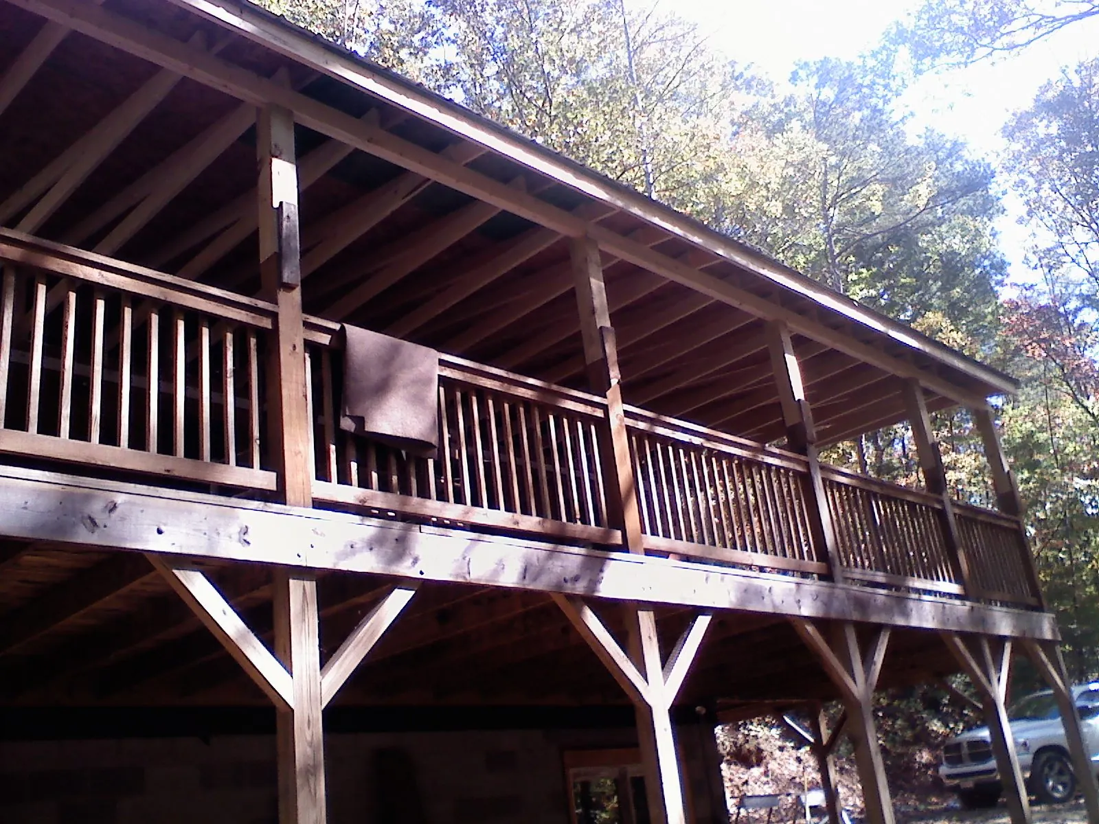 Timber framing under a new elevated porch and deck — Roof Leak Repair in Daleville by Roofing Brothers